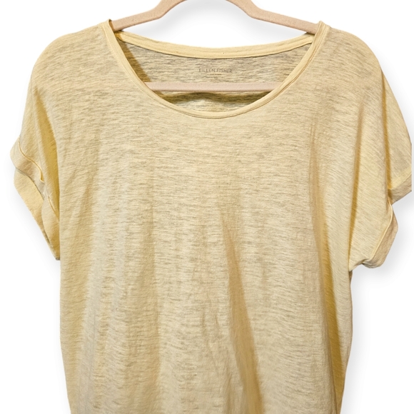 Eileen Fisher Scoop Neck Hemp Blend Short Cuffed Sleeve T-shirt - Picture 2 of 6